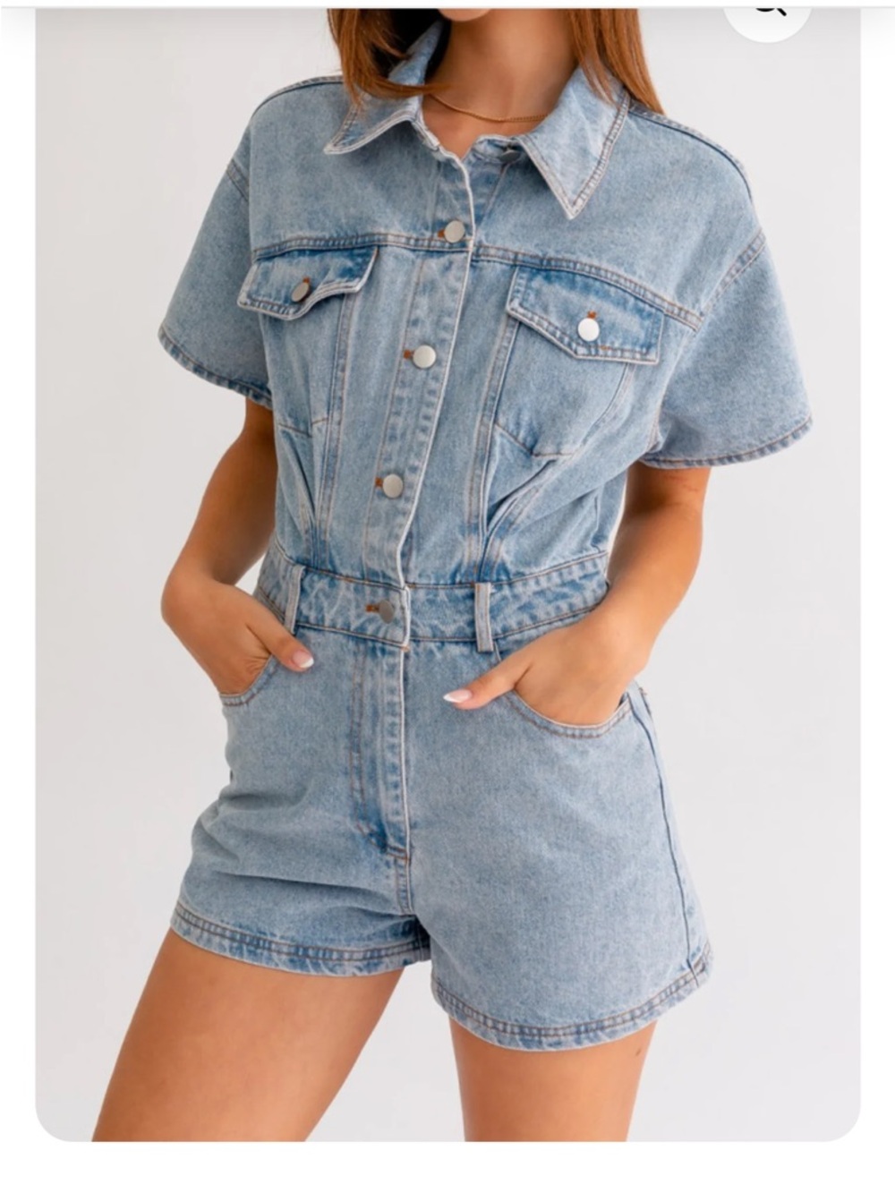 Le Lis J. Cole “Wait for it” Romper Light Blue Denim